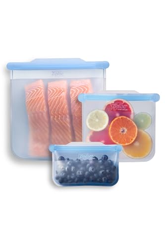Ziploc Endurables Small, Medium, and Large Pouch, Reusable Silicone Bags and Food Storage Meal Prep Containers for Freezer, Oven, and Microwave, Dishwasher Safe