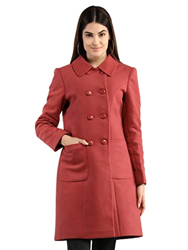 Image of CHKOKKO Women Classic Long Winter Coat Double Breasted | Knee Length Design with a Sophisticated Spread Collar and Convenient Front Pockets for All Occasions