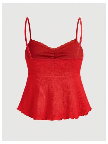 Image of SOLY HUX Women's Peplum Tops Summer Casual Ruched Flowy Going Out Top Spaghetti Strap Tank Camisole
