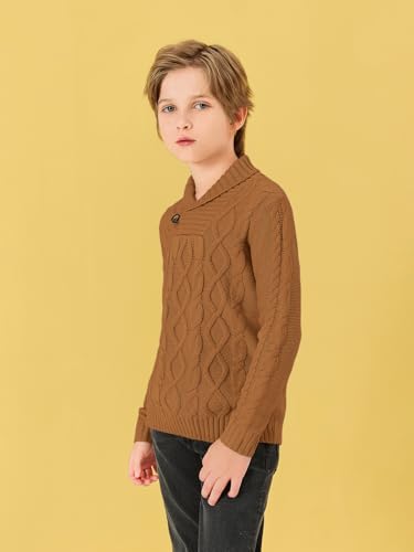 PASLTER Boys Girls Pullover Sweater Shawl Collar Cable Knit Fall Winter Sweaters3