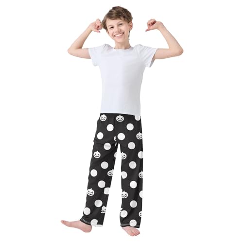 Boys' Pants Pumpkin Halloween White Polka Dot Black Long Bottoms Jogger Pants Elastic Waist Trouser with Pockets S-XL2