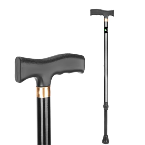 Dr. TORSO Active Assist Walking Stick with Adjustable Height, Sturdy Mild-Steel Body for Men/Women, Patients, Old People. (Black)