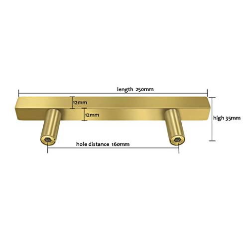 SYDARSYN 2 Pcs Gold Cupboard Handles Stainless Steel Square T Bar Cabinet Handles Kitchen Drawers Knobs Pull Handles Furniture Bathroom Door Handles 160mm - Image 2