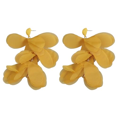 Boucles d'oreilles pétales de fleurs colorées en soie légères et rétro pour femme