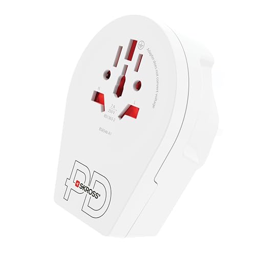 SKROSS, World to UK USB C20PD, UK TRAVEL ADAPTER UK from Euro, Australia, UK, USA, JAPAN, Brazil and China
