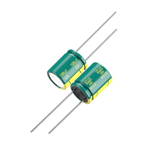 JCCON 10-Pack 6.3V 1500uF Premium Quality Low ESR Electrolytic Capacitors 10x13mm (0.4x0.51in), 6.3Volt 1500MFD High-Frequency Caps with Superior Performance