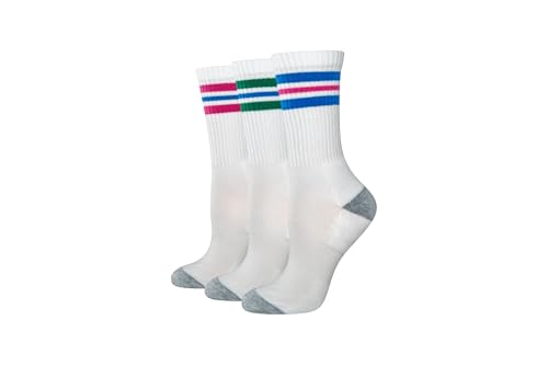 Amazon Essentials Damen Pickleball-Sport-Crewsocken, 3 Paar, Violett/Grün/Blau, Größe 36-47