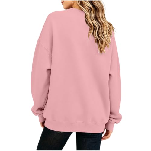 fartey Teen Girl Sweatshirt Long Sleeve Crewneck Pullover with Pocket Pink - image 4