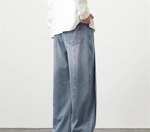 Men Plus Size Jeans Baggy Casual Straight Denim Pants High Waist Elegant Office Party Trousers3