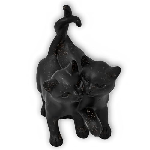 damaloo Figura decorativa de gato resistente a la intemperie – Figura de gato de poliresina negra – Decoración de gato para jardín, balcón, lápida, terraza, alféizar de ventana – Figura decorativa