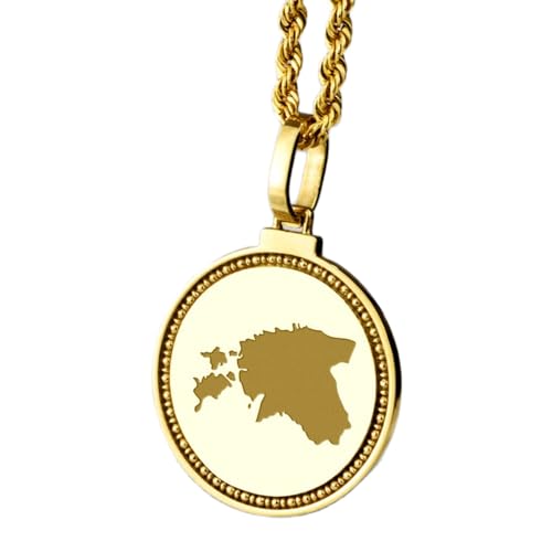 Pendentif carte de l Estonie en argent 925 et plaquage or raffiné