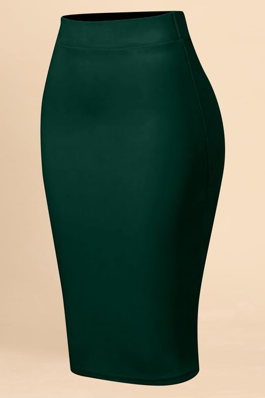 Image of TRENDMALLS Women's Knee Length Formal Pencil Skirt with Elastic Waist Band