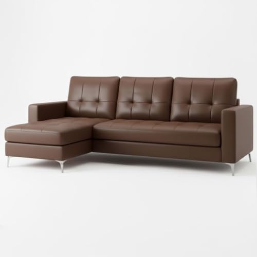 Image of CASASTYLE Madison 4 Seater Leatherette LHS L Shape Sofa Set (Brown Color) Premium Finish | Ideal for Living Rooms