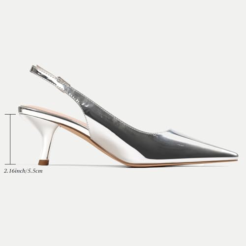 VIMISAOI Women's Slingback Kitten Heels Closed Pointed Toe Low Kitten Heel for Women Pumps with Buckle Wedding Party Dress Pumps Shoes2