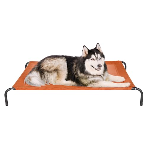 Image of FurHaven Elevated Pet Cots - Cooling & Breathable Nylon Mesh Hammock for Large Dogs /Easy-to-Assemble /Durable and Reinforced /Perfect for Rest & Relaxation Outdoors - Terracotta Red, Extra Large