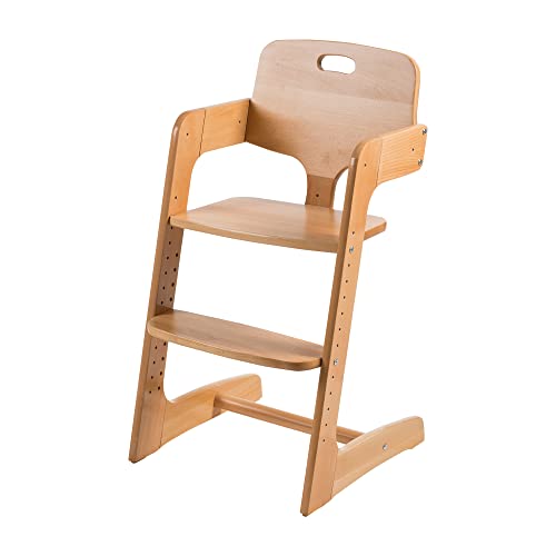 roba Treppenhochstuhl Kid Up - Essbrett abnehmbar - Mitwachsender Hochstuhl für Babys und Kinder - mit 3 Punkte Gurt - Holz natur
