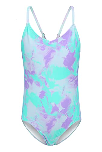 Image of Girls One Piece Swimsuits Hawaiian Floral Bathing Suit for Kids Adjustable Straps Swimwear 3-16 Years