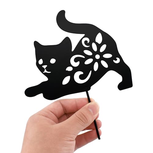 Lot 3 piquets chat noir métal jardin silhouette extérieure - 7