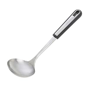 Wiltshire Aspire Soup Ladle, Stainless Steel, Stirring & Serving Soup Spoon, Cooking Spoon, Anti-Slip Soft Touch Handle, Grey & Silver, 31×8.7x7cm