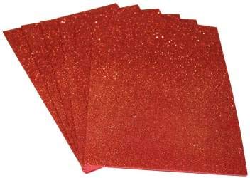 Morel Self Adhesive Easy To Peel Off Glitter Foam Gumming or Sticker Sheets, A4 Size, Pack Of 10 sheets Color Orange