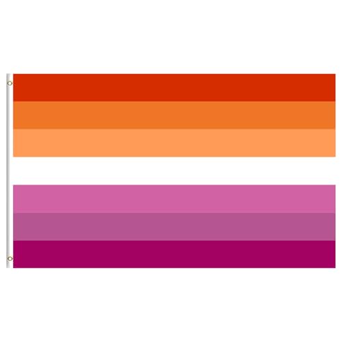 Lesbian Pride Flag 3x5 FT 7 Strips Lesbian Flag for Outdoor LGBTQ Banner for Pride Month Parade Celebration Festival Decor UV Fade Resistant Polyester with Brass Grommets