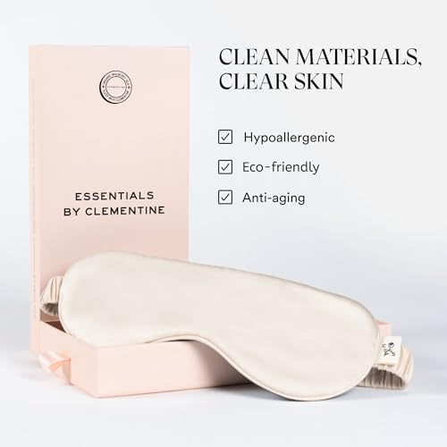 Image of Clementine Mulberry Silk Sleep Mask | Full Blackout Contoured Eye Mask for Sleeping | Organic & Non-Toxic | Oversized Night Blindfold | Hypoallergenic & Frizz-Free Eye Cover for Deep Sleep