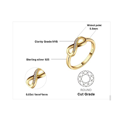 Image of JewelryPalace 14k White Yellow Rose Gold Plated 925 Sterling Silver Rings for Women, Cubic Zirconia Promise Rings for Her, Stackable Wedding Bands Rings for Women Infinity Forever Love Knot Ring