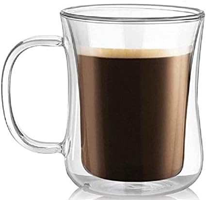 【morning place】 ダブルウォール グラス マグカップ 二重構造 耐熱 スレンダー カップ (1 個)