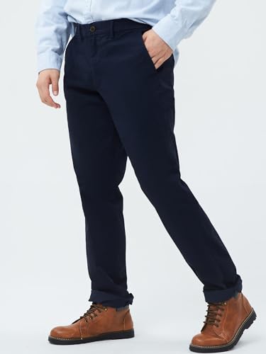 Image of Gap Men Solid Straight Fit Full Length Trousers