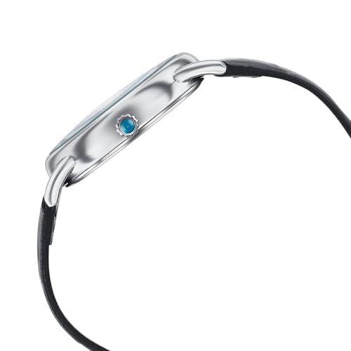 Image of Sonata Poze 8 Quartz Analog Northern Lights Inspired Watch for Unisex with Blue Luminous Dial & Black Leather Strap - SP70100SL02W