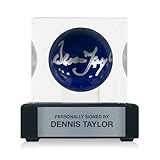 Exclusive Memorabilia Bola de Billar Azul firmada por Dennis Taylor. En Vitrina con Placa.