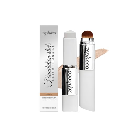 Image of 2-in-1 Foundation Stick with Brush & SPF 15, Colour Changing Makeup for Mature Skin, Moisturising Face Stick with Natural Finish, 12 Hour Wear for All Skin Types