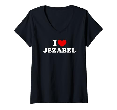 Photo de Femme I Love Jezabel, J'Aime Jezabel T-Shirt avec Col en V