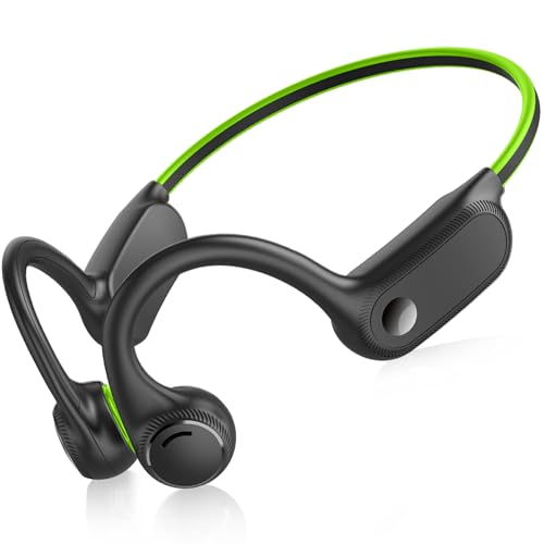 Bone Conduction Headphones,Open ear Bluetooth 5.2 Waterproof Running headphones with Mic,Type c,10H Playtime for Running,Gym,Cycling,Workout. (Green)