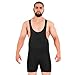 ROAR Athletic Men's Wrestling Singlet Suit Bodywear Uniform (Plain-Black, Small)