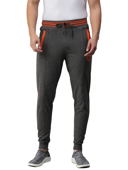 Image of ONN Men's Supreme Cotton Rich Fabric Track Pant |Relaxed Jogger for Men |Ribbed Color Broad Waistband with Drawstring | Vertical Contrast Ribbed Zippered Pockets|OA757