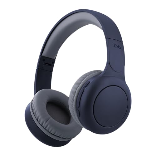 T'nB - Cuffie On-Ear Bluetooth Senza Fili, Confortevole On-ear, Cuscinetti in Schiuma, Microfono Incorporato, Archetto Regolabile, Durata della Batteria di 24 Ore, Leggero e Pieghevole - Blu