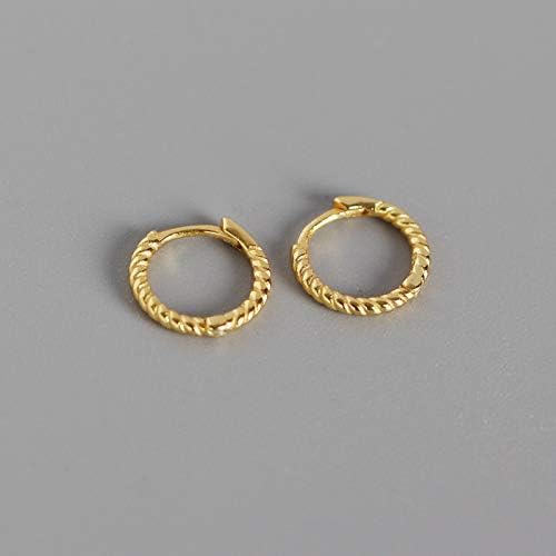 18k Gold Plated Silver Cute Twisted Hoop Earrings 7.5mm Simple Hinged Cartilage Tragus Bali Huggie Sleeper Hooped Earrings For Women Mens - Image 5