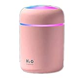Colorful Cool Mini Humidifier, Essential Oil Diffuser Aroma Essential Oil USB Cool Mist Humidifier,2 Adjustable Mist Modes, Super Quiet,for Car,Office,Bedroom (Pink)