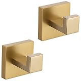TURS Brushed Gold Towel/Robe Clothes Coat Hook Stainless Steel Square Shape Wall Mounted Hooks for B