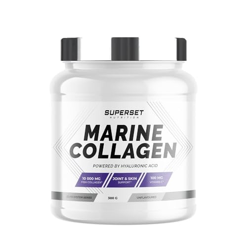 Superset Nutrition - Marine Collagen (300g) - Collagène marin en poudre types I et III - Enrichi en acide hyaluronique et vitamine C - Protège les os & articulations - Neutre