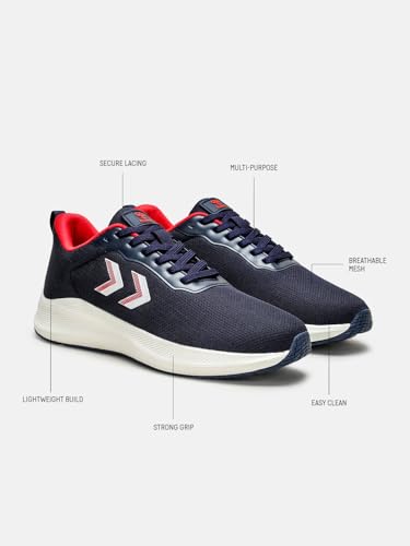 Image of hummel Ultralite Lace Up Sports Shoes for Men with Lightweight TPR Sole Comfortable Breathable and Slip Resitant Ideal for Running Walking Gym Trekking Hiking