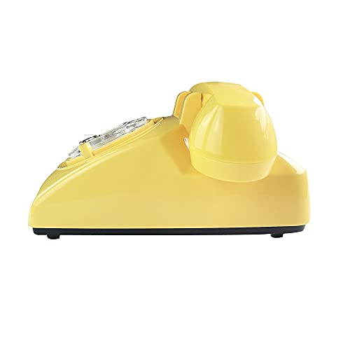 Telpal Retro Single Line Corded Desk Telephone Classic Vintage Rotary Dial Hands Free Landline Phone For Home/Office/Hotel, Antique Phones For Seniors Gift (Yellow) #TOP4