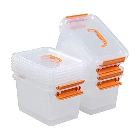 AnnkkyUS 6-pack 5 Liter Small Plastic Boxes, Clear Storage Bin with Lid Cover