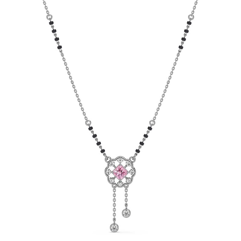clara 925 Sterling Silver Dhriti Mangalsutra Tanmaniya Pendant With Black Beads Chain | Platinum Plated, Swiss Zirconia |Gift for Women-picture-32