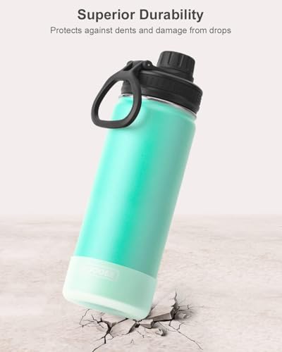 Image of Koodee Insulated Water Bottle, 18 oz Stainless Steel Double Wall Vacuum Wide Mouth Sport Bottle with Leakproof Spout Lid (Teal)