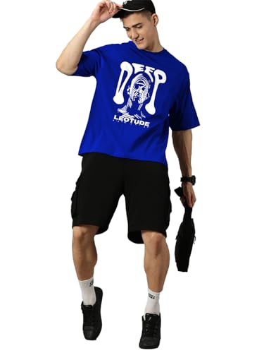 LEOTUDE Men's Cottonblend Oversized Round Neck T-Shirt | T Shirt for Man