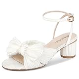 MUCCCUTE Women's Bow Knot Heeled Sandals Ankle Buckle Strap Chunky Heeled Open-toe Comfortable Wedding Party Fashion Heeled