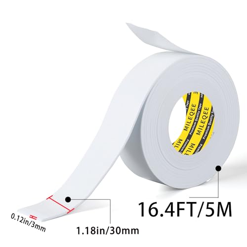 Image of Single-Sided Adhesive Foam Tape EVA White,1.18in x 16.4FT | Multipurpose Sponge Sealing Strip Window Door Insulation Table Edge Protector Wall Bumper Guards