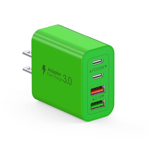 合計40W 急速充電器 USB コンセント タイプc Type-C 充電器 ACアダプター USB Aポート & USB Cポート PD 20W iPhone 充電器 アダプタ USB 電源タップ iPhone iPad Android その他各種機器対応(緑色)のサムネイル